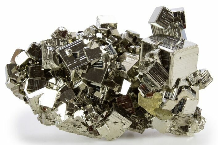 Gleaming Striated Cubic Pyrite Cluster - Peru #341557